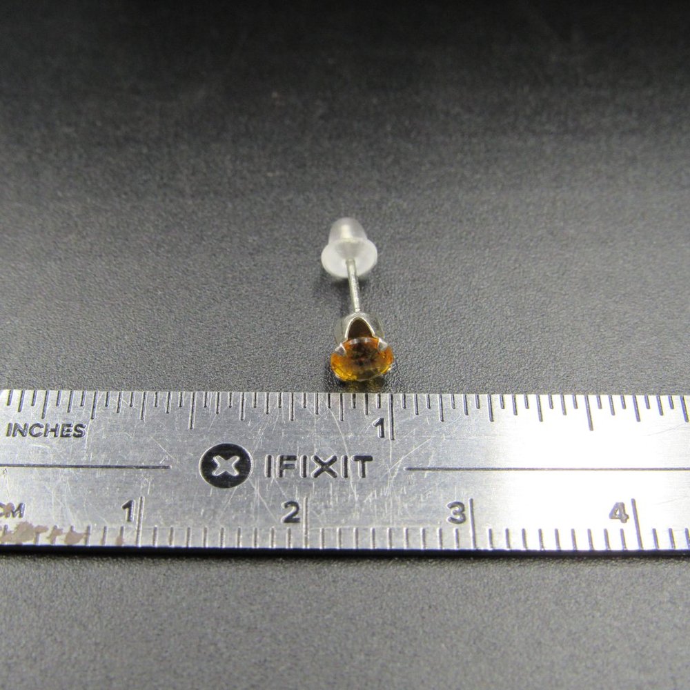 Sterling Silver Tiny Yellow Cz Stud Earrings - image 6